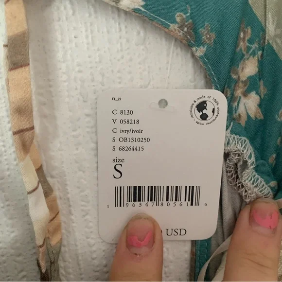 NWT Free People Dress Fiona Patchwork Maxi in Green Beige Print - Picture 9 of 11